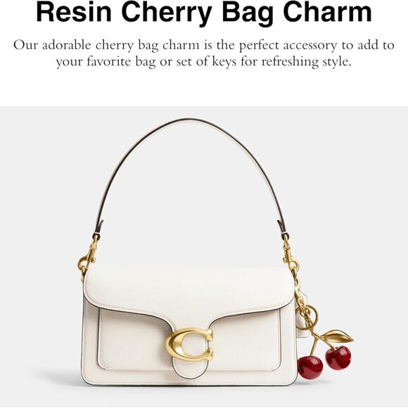 Women's Resin Cherry Bag Charm Keychain Durable Glitter Accessory Hand Wash - Picture 2 of 5